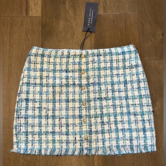 SANS SOUCI Tweed Frayed Mini Skirt NWT - Picture 3 of 9